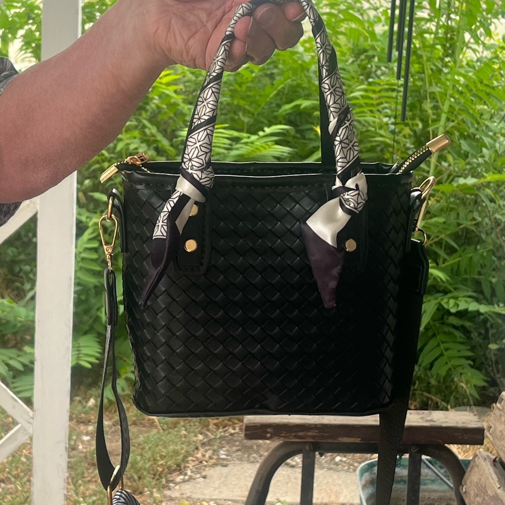 Elegant Black Woven Tote Bag